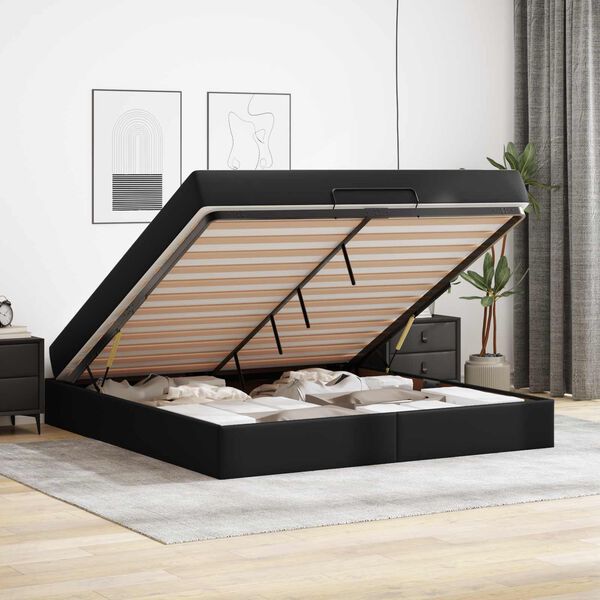 vidaXL Bedframe met matras met matras 2 pcs Zwart PVC
