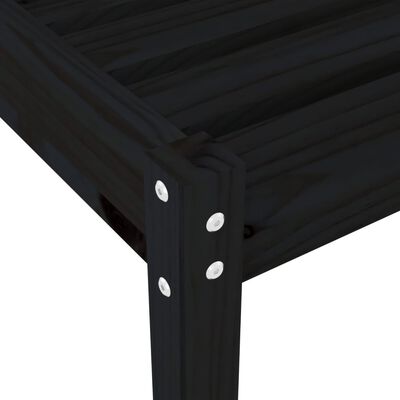 vidaXL Ligbedden 2 st met tafeltje massief grenenhout zwart