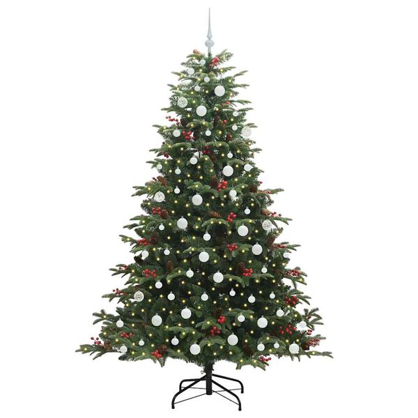 vidaXL Kunstkerstboom Groen 210 cm PVC en Metaal en Plastic