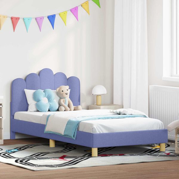 vidaXL Bedframe voor kinderen met hoofdbord Jeans Blauw 90 x 190 cm