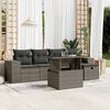 vidaXL 6-delige Loungeset met kussens poly rattan grijs
