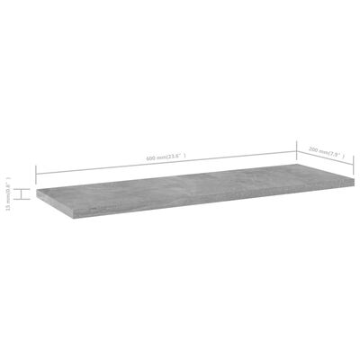 vidaXL Wandschappen 8 st 60x20x1,5 cm spaanplaat betongrijs