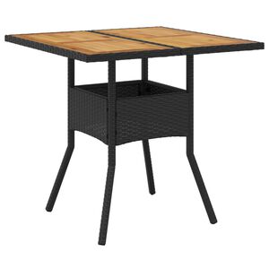 vidaXL Tuintafel met acaciahouten blad 80x80x75 cm poly rattan zwart