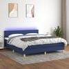vidaXL Boxspring met matras en LED stof blauw 160x200 cm
