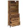 vidaXL Hoge kast met lade Oud Hout 69,5 x 34 x 180 cm Bewerkt hout