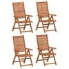vidaXL Verstelbare klapstoelen, 4 stuks, 56x72x107 cm, massief acaciahout.