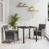 vidaXL Tuin eettafelset met kussen 3 pcs Grijs poly rattan