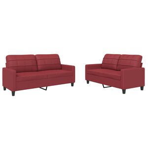 vidaXL 2-delige Loungeset met kussens kunstleer wijnrood