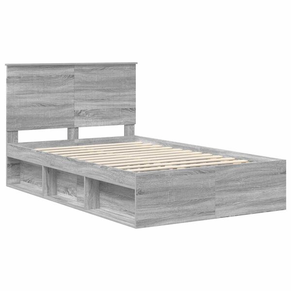 vidaXL Bedframe Grijs Sonoma 120 x 190 cm Massief grenenhout