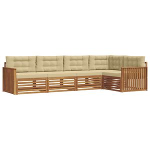 vidaXL Buiten bankenset met kussen 5 pcs Natuurlijk en Beige