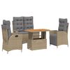 vidaXL 4-delige Tuinset met kussens poly rattan beige