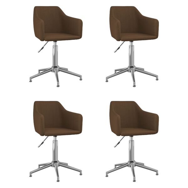 vidaXL Eetkamerstoelen draaibaar 4 st stof donkerbruin