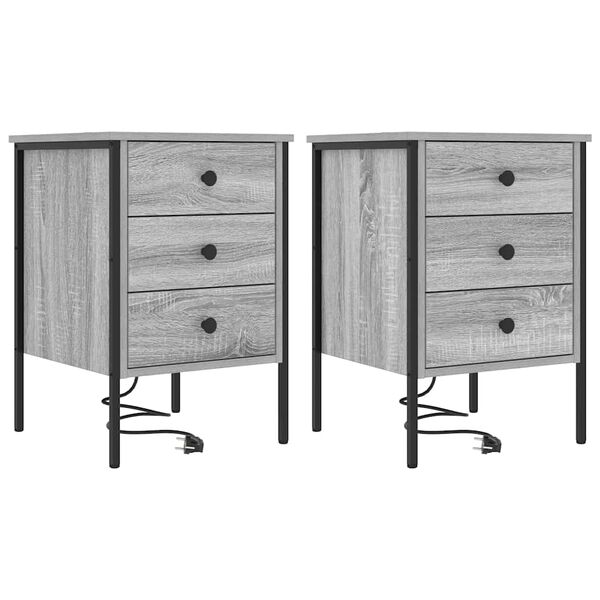 vidaXL Nachtkastje 2 pcs Grijs Sonoma 42 x 41 x 61 cm Bewerkt hout