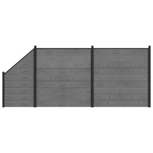 vidaXL Hek set 446 x 186 cm WPC en Aluminium Grijs