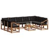 vidaXL Buiten bankenset 10 pcs Natuurlijk en Zwart Massief Acaciahout