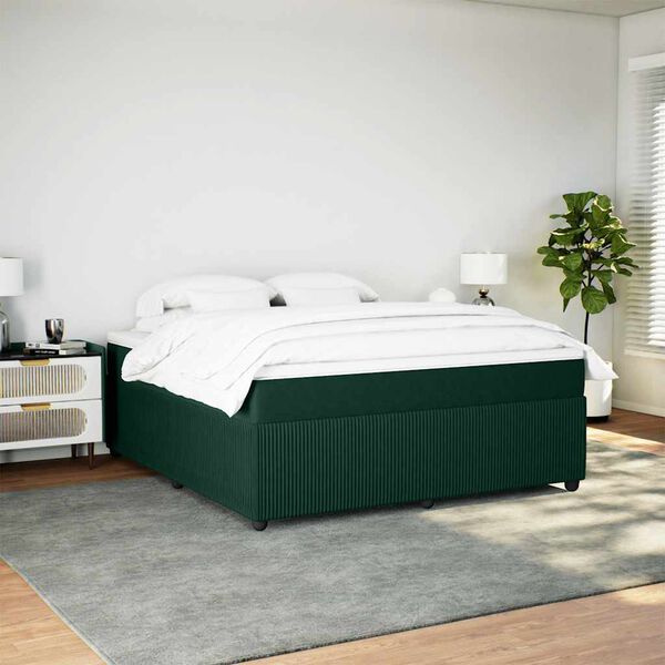 vidaXL Boxspring met matras fluweel donkergroen 180x200 cm