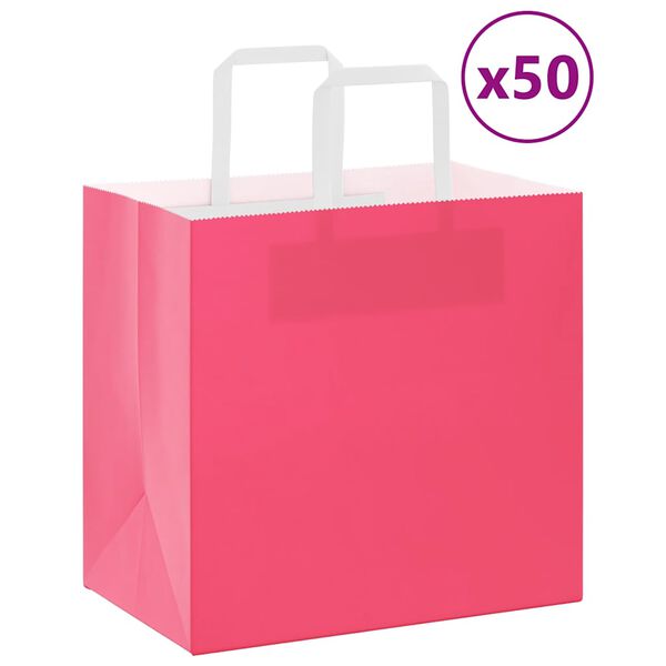 vidaXL Papieren zakken 50 st met hengsels 26x17x25 cm roze