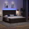 vidaXL Ottoman bed met matrassen en LED's 200x200cm stof donkerbruin