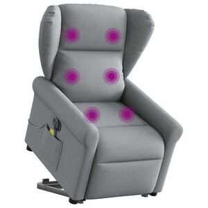 vidaXL Sta-op-massagestoel elektrisch verstelbaar stof lichtgrijs