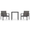 vidaXL 3-delige Tuinset poly rattan grijs