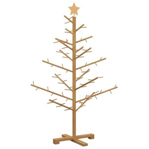 vidaXL Houten kerstboom met standaard Bruin 125 cm Massief grenenhout