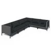 vidaXL 6-delige Loungeset met kussens poly rattan donkergrijs