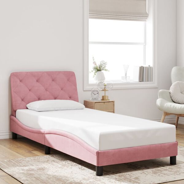 vidaXL Bedframe zonder matras fluweel roze 80x200 cm