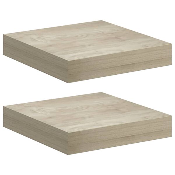 vidaXL Wandschappen zwevend 2 st 23x23,5x3,8 cm MDF eikenkleurig