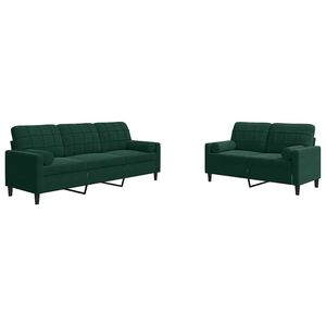 vidaXL 2-delige Loungeset met kussens en bolsters fluweel donkergroen