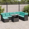 vidaXL 9-delige Loungeset met kussens poly rattan acacia zwart
