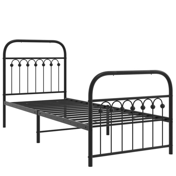 vidaXL Bedframe met hoofd- en voeteneinde metaal zwart 75x190 cm