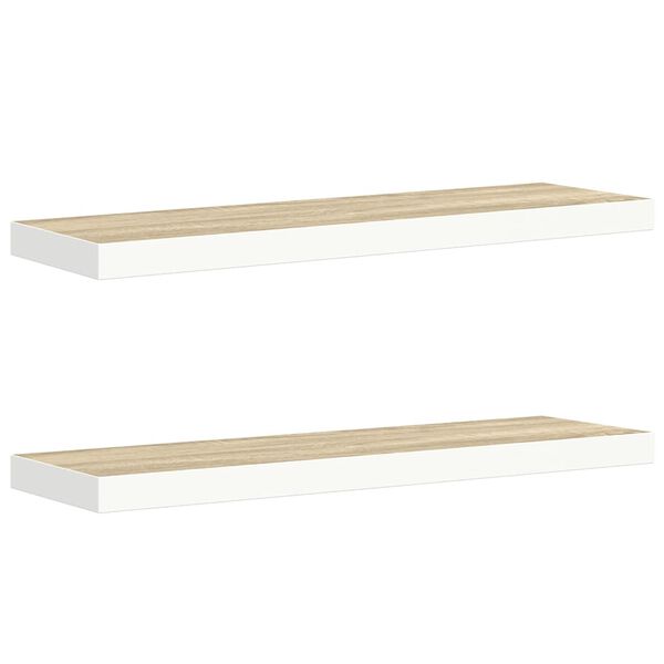 vidaXL Wandschappen zwevend 2 st 90x23,5x3,8 cm MDF eikenkleurig wit