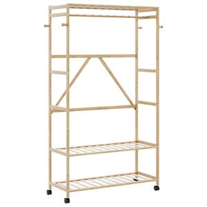 vidaXL Kledingrek met schappen en wielen 110x40x180 cm bamboe