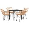 vidaXL Tuin eettafelset 5 st Bruin Gepoedercoat staal