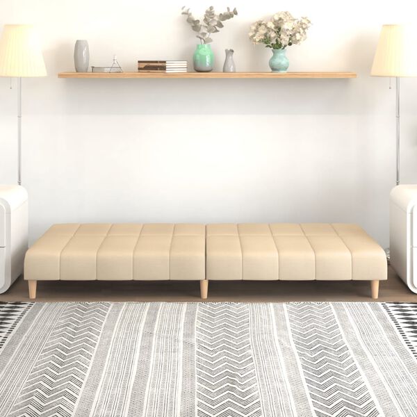 vidaXL Slaapbank 2-zits stof cr&egrave;mekleurig