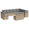 vidaXL 12-delige Loungeset met kussens poly rattan beige