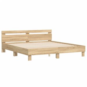 vidaXL Bedframe met hoofdbord sonoma eikenkleurig 160x200 cm