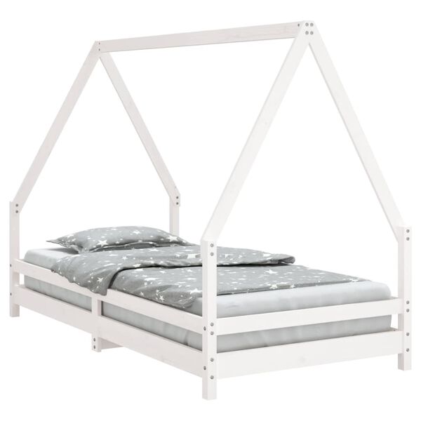 vidaXL Kinderbedframe 90x190 cm massief grenenhout wit
