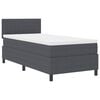vidaXL LED Box Spring Bed Donkergrijs en Wit 90 x 190 cm Katoen Stof