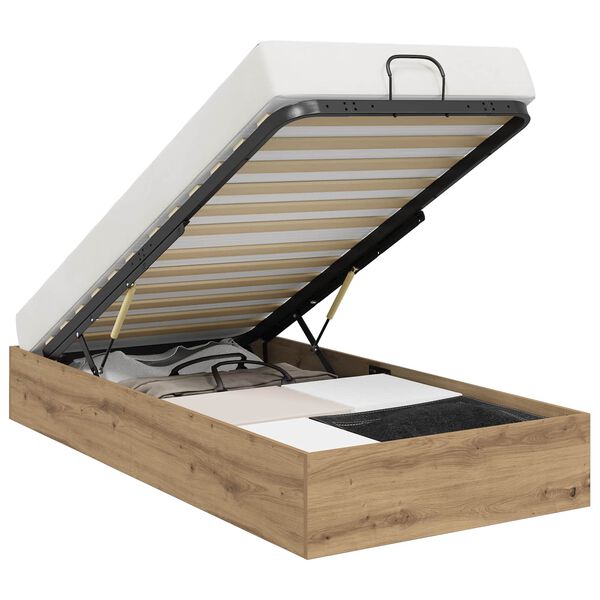 vidaXL Ottoman Bedframe Artisan Eiken 193 x 120 x 25 cm Bewerkt hout