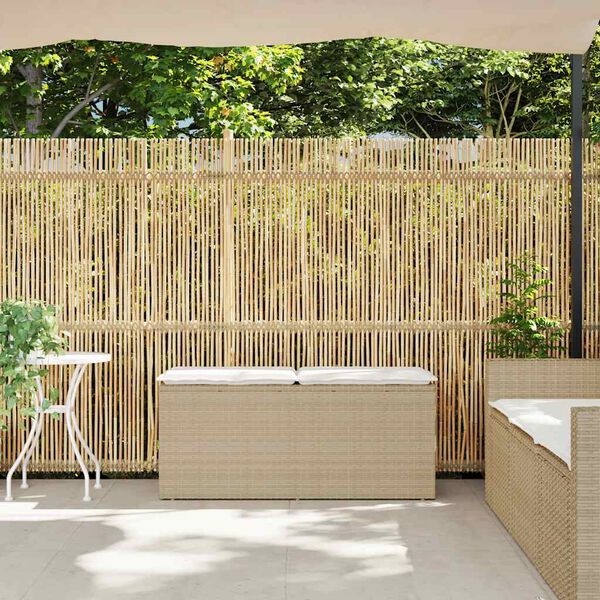 vidaXL Tuinbank met kussen 110x40x44 cm poly rattan beige