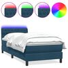 vidaXL Boxspring met matras en LED fluweel donkerblauw 100x220 cm