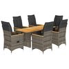 vidaXL 7-delige Bistroset met kussens poly rattan grijs