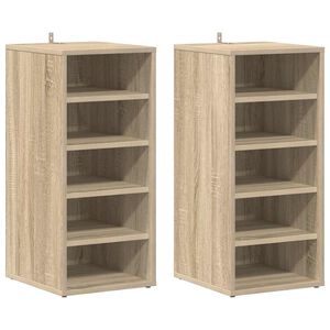 vidaXL Schoenenkasten 2 st 31,5x35x70 cm hout sonoma eikenkleur