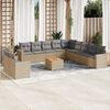 vidaXL 12-delige Loungeset met kussens poly rattan gemengd beige