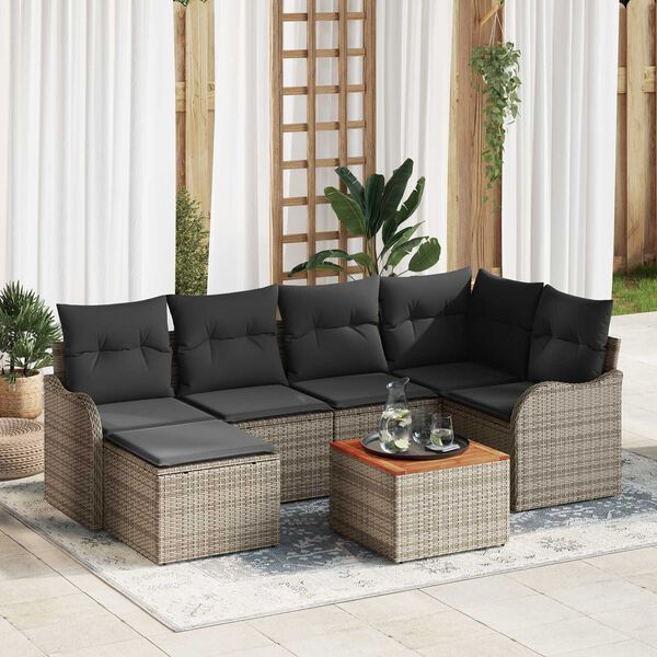 vidaXL Tuin Sofa Set 7 pcs Grijs