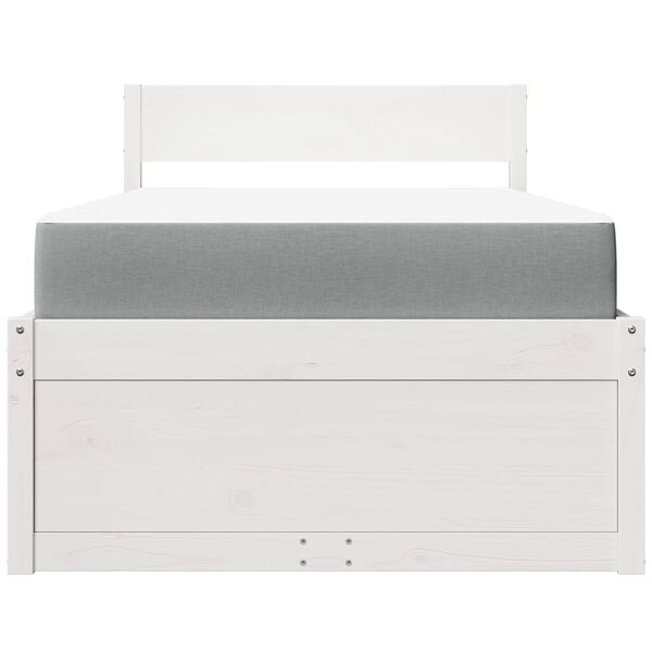 vidaXL Bed met lades en matras massief grenenhout wit 90x200 cm