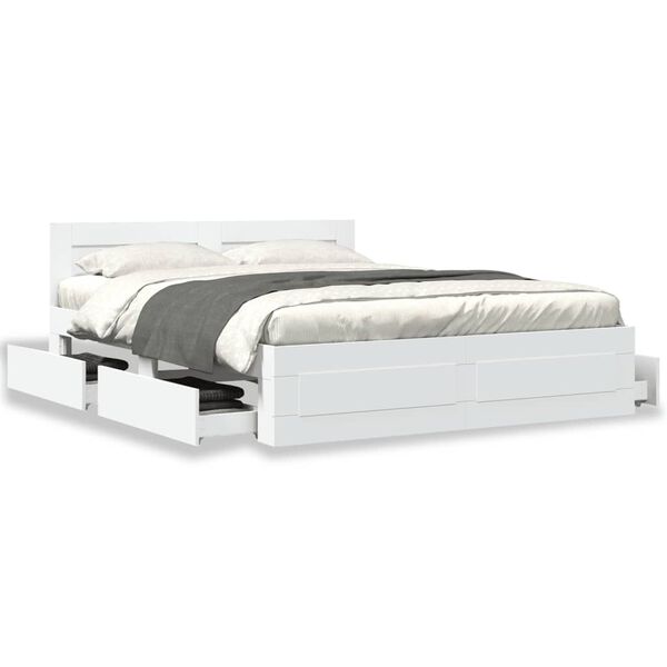 vidaXL Bedframe met hoofdeinde zonder matras 160x200 cm wit