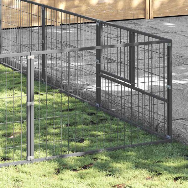 vidaXL Hondenkennel 25 m&sup2; staal zilverkleurig