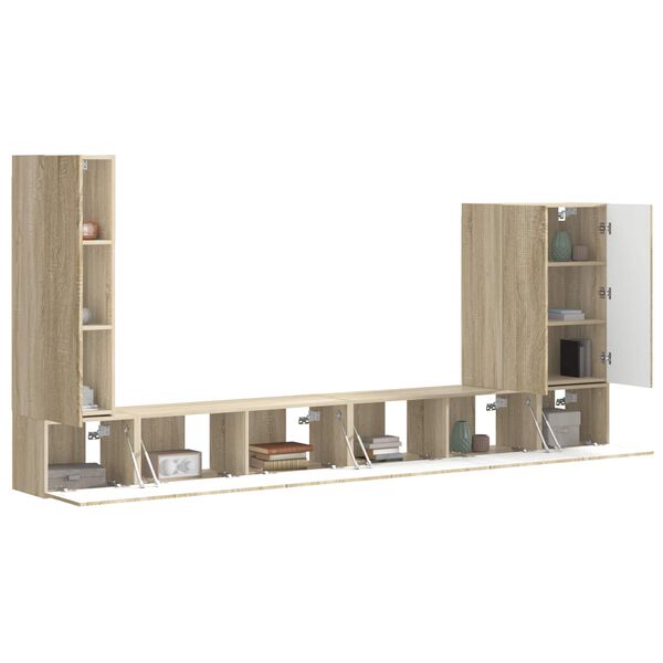 vidaXL TV Wandkast Set Wandgemonteerd 6 pcs Sonoma Eiken